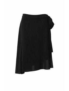 DVF Silk black silk midi faux wrap skirt